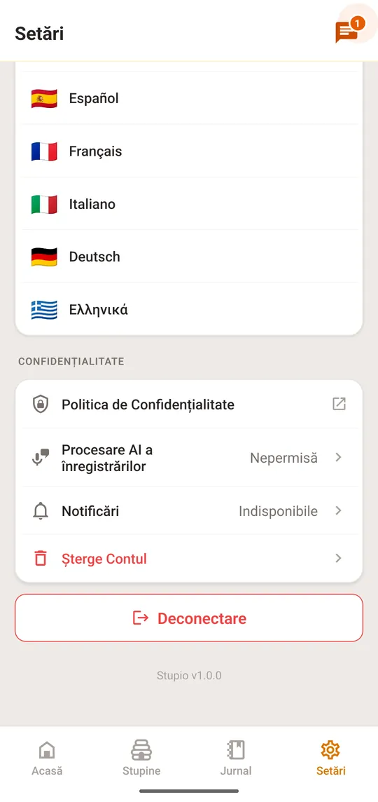 Deschide „Setări” și, la Confidențialitate, atinge „Șterge Contul”, cu roșu